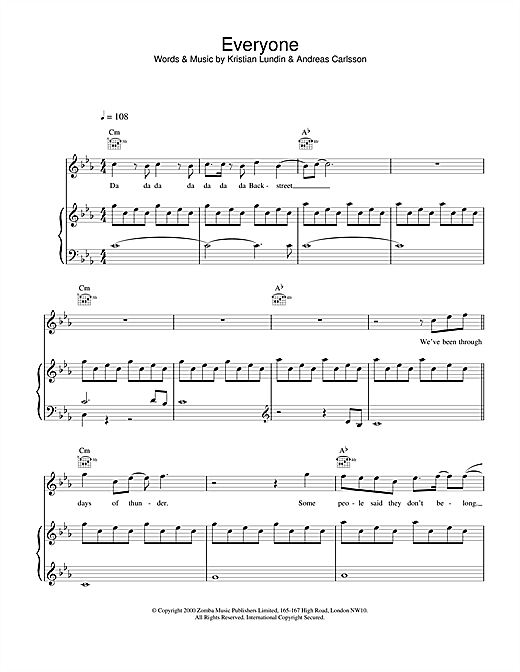 Learn to play Backstreet Boys Everyone sheet music for Piano, Vocal & Guitar in minutes. Backstreet Boys Everyone sheet music notes and chords. Download Printable PDF.