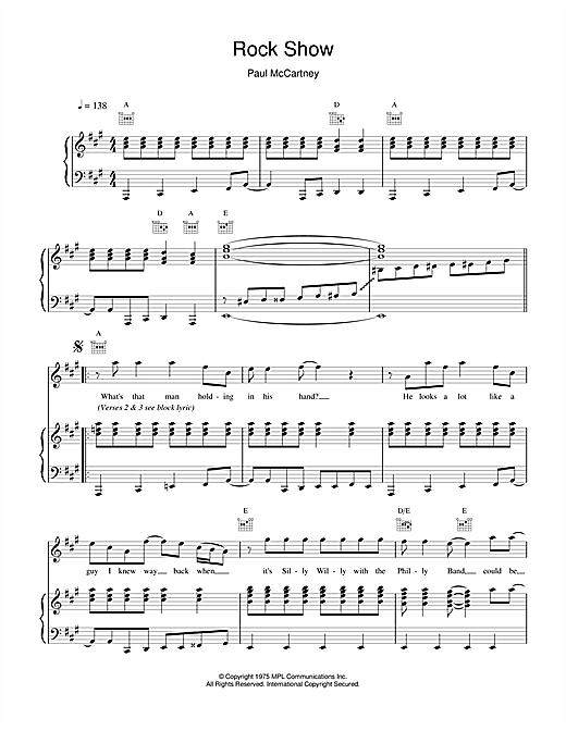 Learn to play Paul McCartney Rock Show sheet music for Piano, Vocal & Guitar in minutes. Paul McCartney Rock Show sheet music notes and chords. Download Printable PDF.