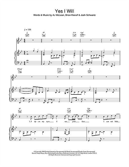 Learn to play Boyzone Yes I Will sheet music for Piano, Vocal & Guitar in minutes. Boyzone Yes I Will sheet music notes and chords. Download Printable PDF.