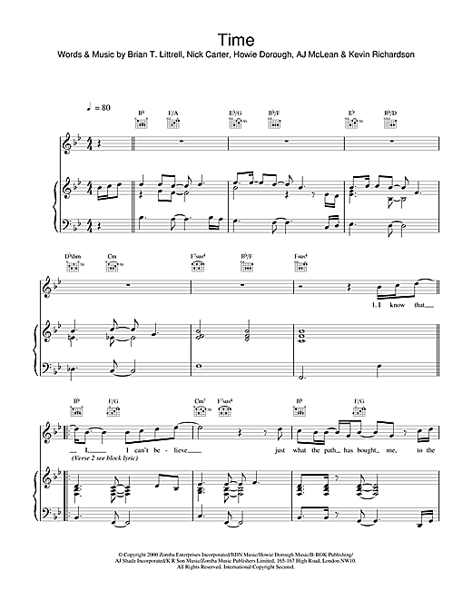Learn to play Backstreet Boys Time sheet music for Piano, Vocal & Guitar in minutes. Backstreet Boys Time sheet music notes and chords. Download Printable PDF.