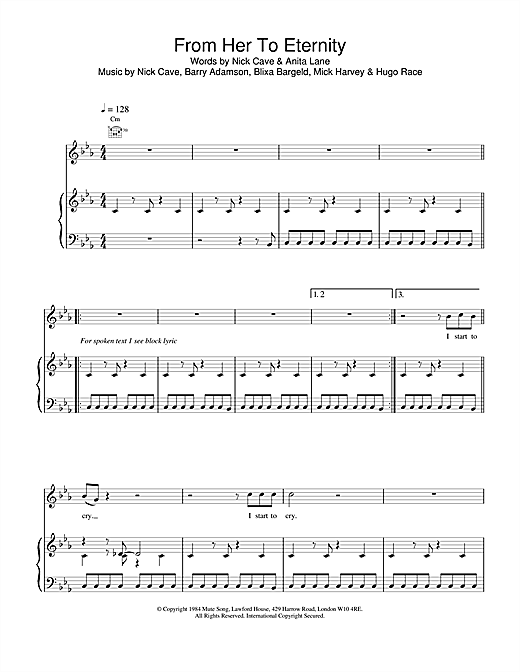 Learn to play Nick Cave From Her To Eternity sheet music for Piano, Vocal & Guitar in minutes. Nick Cave From Her To Eternity sheet music notes and chords. Download Printable PDF.