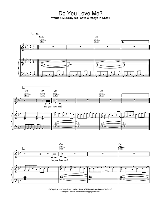 Learn to play Nick Cave Do You Love Me? sheet music for Piano, Vocal & Guitar in minutes. Nick Cave Do You Love Me? sheet music notes and chords. Download Printable PDF.