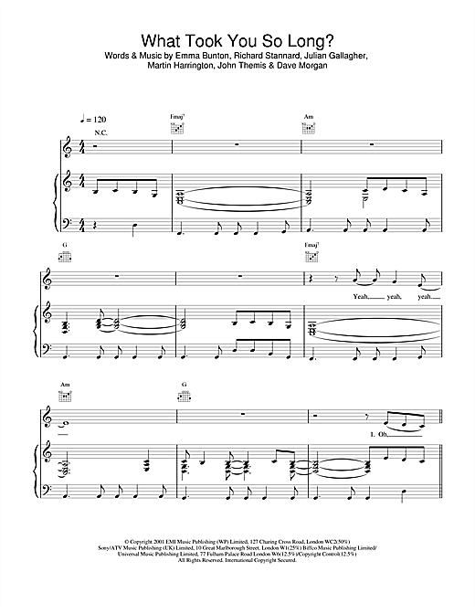 Learn to play Emma Bunton What Took You So Long? sheet music for Piano, Vocal & Guitar (Right-Hand Melody) in minutes. Emma Bunton What Took You So Long? sheet music notes and chords. Download Printable PDF.