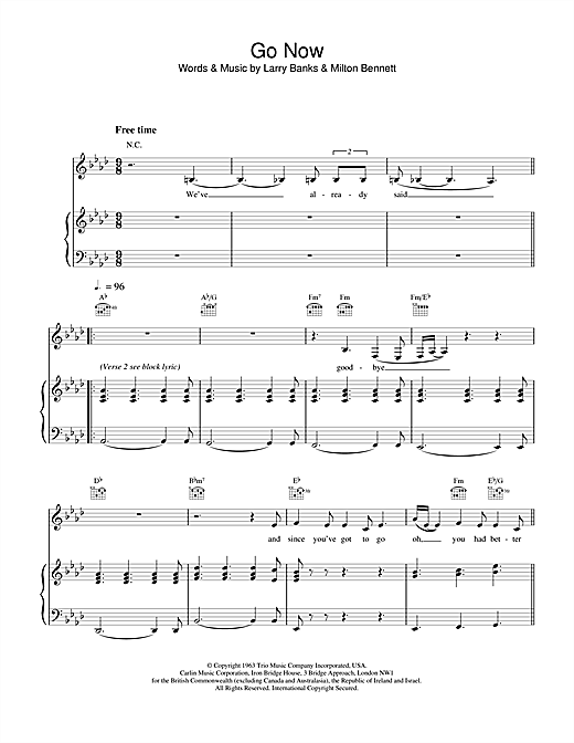 Learn to play Bessie Banks Go Now sheet music for Piano, Vocal & Guitar in minutes. Bessie Banks Go Now sheet music notes and chords. Download Printable PDF.
