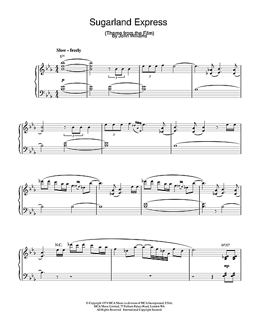 Learn to play John Williams Sugarland Express sheet music for Piano in minutes. John Williams Sugarland Express sheet music notes and chords. Download Printable PDF.