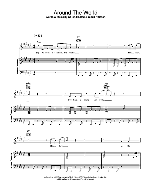 Learn to play Aqua Around The World sheet music for Piano, Vocal & Guitar in minutes. Aqua Around The World sheet music notes and chords. Download Printable PDF.