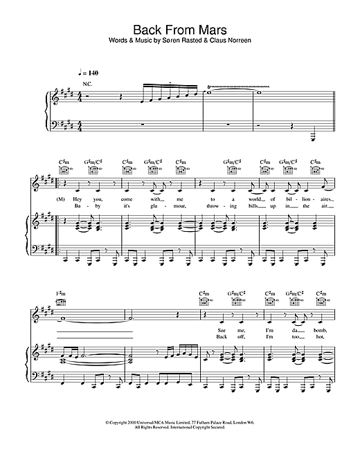 Learn to play Aqua Back From Mars sheet music for Piano, Vocal & Guitar in minutes. Aqua Back From Mars sheet music notes and chords. Download Printable PDF.