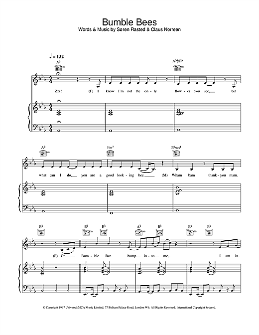 Learn to play Aqua Bumble Bees sheet music for Piano, Vocal & Guitar in minutes. Aqua Bumble Bees sheet music notes and chords. Download Printable PDF.