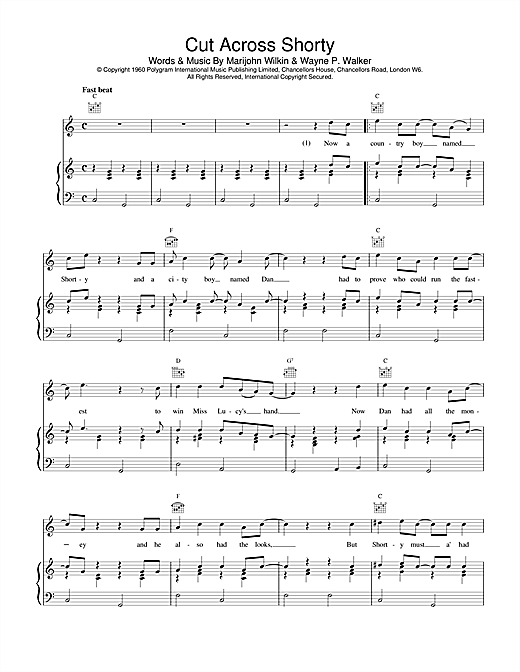 Learn to play Eddie Cochran Cut Across Shorty sheet music for Piano, Vocal & Guitar (Right-Hand Melody) in minutes. Eddie Cochran Cut Across Shorty sheet music notes and chords. Download Printable PDF.