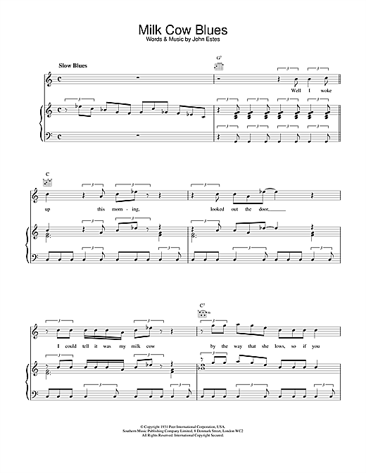 Learn to play Eddie Cochran Milk Cow Blues sheet music for Piano, Vocal & Guitar (Right-Hand Melody) in minutes. Eddie Cochran Milk Cow Blues sheet music notes and chords. Download Printable PDF.