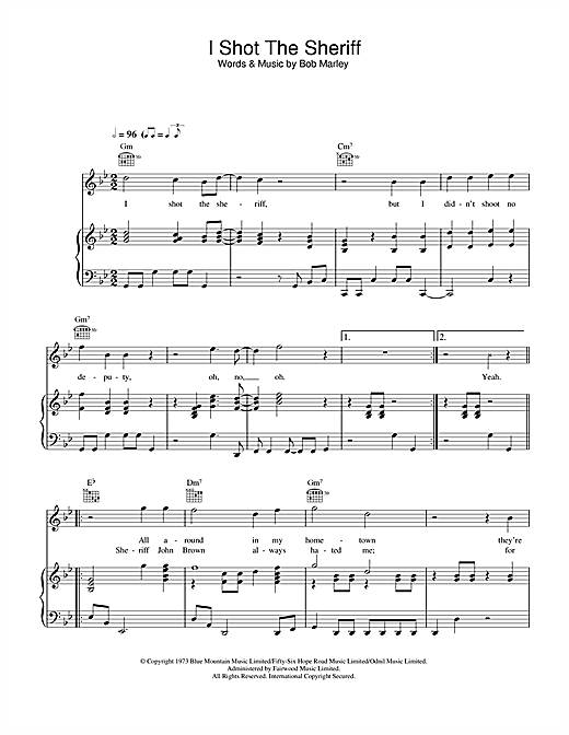 Learn to play Warren G I Shot The Sherrif sheet music for Piano, Vocal & Guitar (Right-Hand Melody) in minutes. Warren G I Shot The Sherrif sheet music notes and chords. Download Printable PDF.