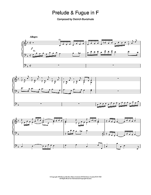 Learn to play Dietrich Buxtehude Prelude & Fugue in F sheet music for Organ in minutes. Dietrich Buxtehude Prelude & Fugue in F sheet music notes and chords. Download Printable PDF.