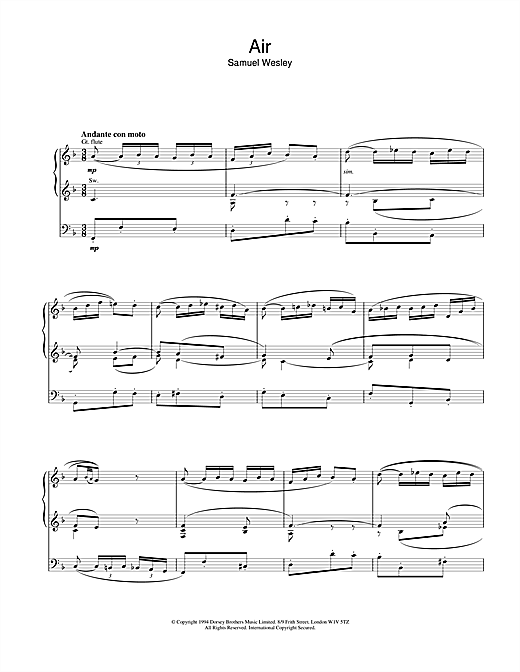 Learn to play Samuel Wesley Air sheet music for Organ in minutes. Samuel Wesley Air sheet music notes and chords. Download Printable PDF.