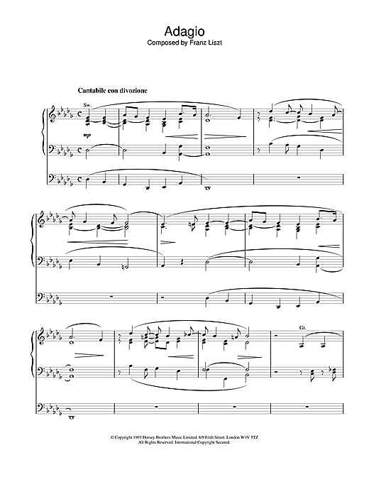 Learn to play Franz Liszt Adagio sheet music for Organ in minutes. Franz Liszt Adagio sheet music notes and chords. Download Printable PDF.