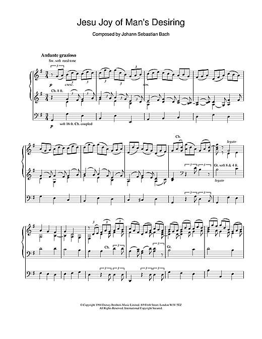 Learn to play J.S. Bach Jesu, Joy Of Man's Desiring (from Cantata 147) sheet music for Organ in minutes. J.S. Bach Jesu, Joy Of Man's Desiring (from Cantata 147) sheet music notes and chords. Download Printable PDF.