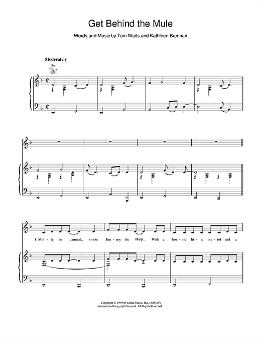 Learn to play Tom Waits Get Behind the Mule sheet music for Piano, Vocal & Guitar (Right-Hand Melody) in minutes. Tom Waits Get Behind the Mule sheet music notes and chords. Download Printable PDF.