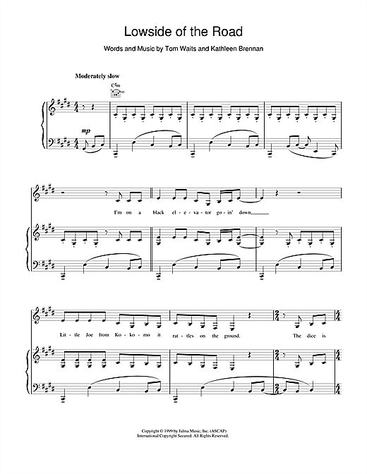 Learn to play Tom Waits Lowside of the Road sheet music for Piano, Vocal & Guitar (Right-Hand Melody) in minutes. Tom Waits Lowside of the Road sheet music notes and chords. Download Printable PDF.