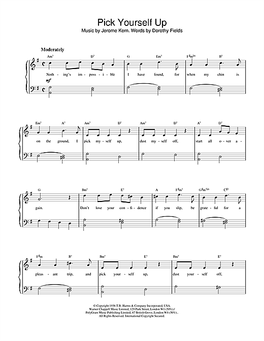 Learn to play Jerome Kern & Dorothy Fields Pick Yourself Up sheet music for Piano in minutes. Jerome Kern & Dorothy Fields Pick Yourself Up sheet music notes and chords. Download Printable PDF.