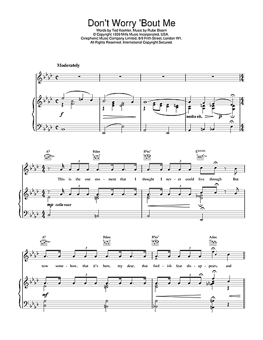 Learn to play Rube Bloom Don't Worry 'Bout Me sheet music for Piano in minutes. Rube Bloom Don't Worry 'Bout Me sheet music notes and chords. Download Printable PDF.