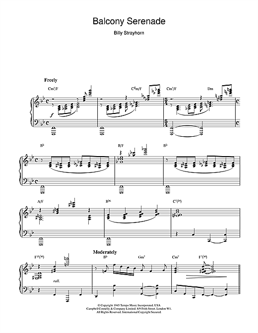 Learn to play Billy Strayhorn Balcony Serenade sheet music for Piano in minutes. Billy Strayhorn Balcony Serenade sheet music notes and chords. Download Printable PDF.