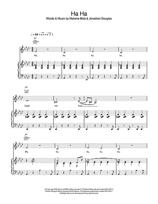 Learn to play All Saints Ha Ha sheet music for Piano, Vocal & Guitar in minutes. All Saints Ha Ha sheet music notes and chords. Download Printable PDF.