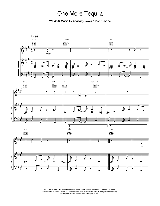 Learn to play All Saints One More Tequila sheet music for Piano, Vocal & Guitar in minutes. All Saints One More Tequila sheet music notes and chords. Download Printable PDF.
