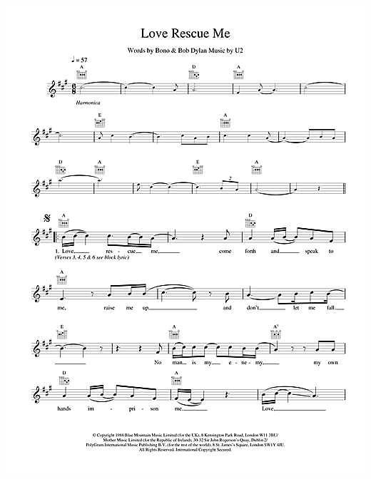 Learn to play U2 with Bob Dylan Love Rescue Me sheet music for Melody Line, Lyrics & Chords in minutes. U2 with Bob Dylan Love Rescue Me sheet music notes and chords. Download Printable PDF.