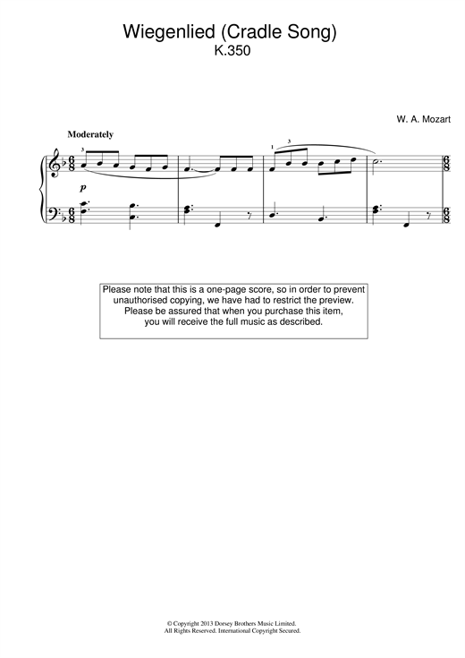 Learn to play Wolfgang Amadeus Mozart Lullaby sheet music for Piano in minutes. Wolfgang Amadeus Mozart Lullaby sheet music notes and chords. Download Printable PDF.