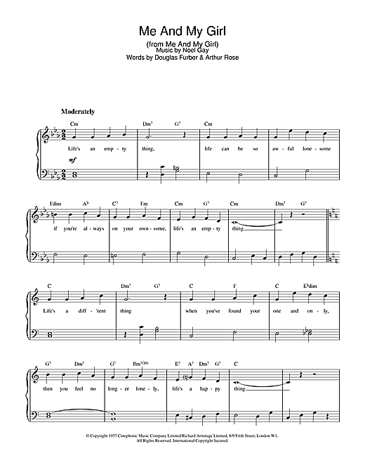 Learn to play Noel Gay Me And My Girl sheet music for Easy Piano in minutes. Noel Gay Me And My Girl sheet music notes and chords. Download Printable PDF.