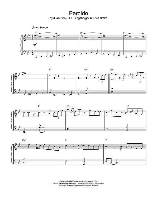 Learn to play Juan Tizol Perdido sheet music for Piano in minutes. Juan Tizol Perdido sheet music notes and chords. Download Printable PDF.