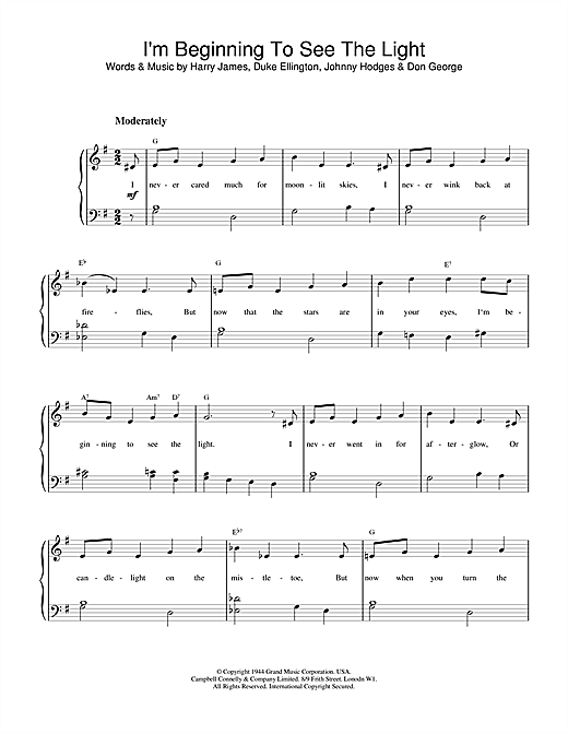 Learn to play Duke Ellington I'm Beginning To See The Light sheet music for Piano in minutes. Duke Ellington I'm Beginning To See The Light sheet music notes and chords. Download Printable PDF.