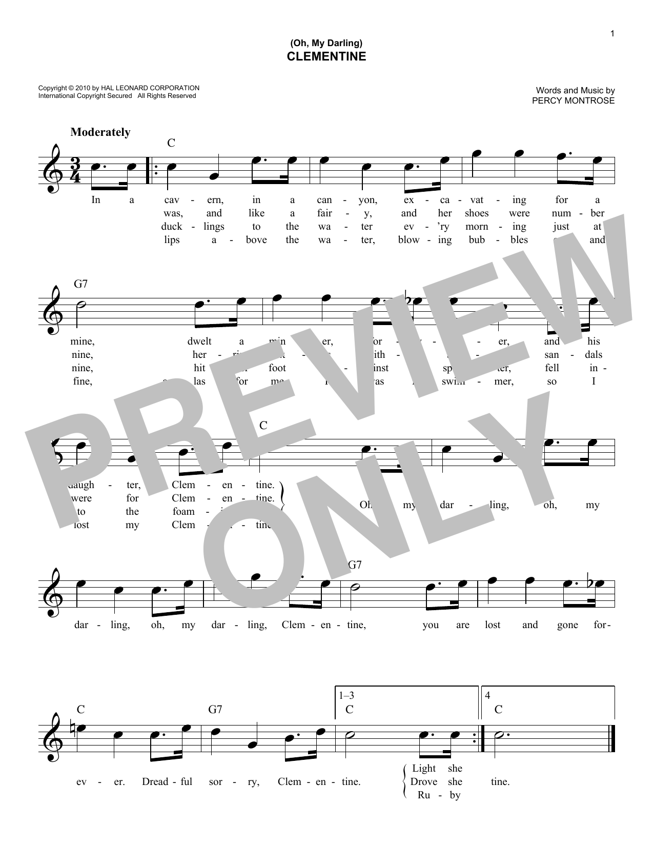 Learn to play Percy Montrose (Oh, My Darling) Clementine sheet music for Melody Line, Lyrics & Chords in minutes. Percy Montrose (Oh, My Darling) Clementine sheet music notes and chords. Download Printable PDF.