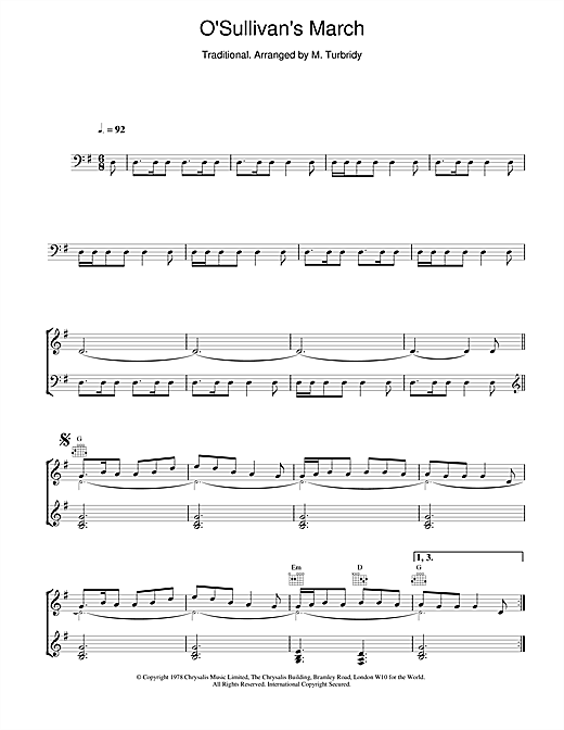 Learn to play The Chieftains O'Sullivan's March sheet music for Piano, Vocal & Guitar (Right-Hand Melody) in minutes. The Chieftains O'Sullivan's March sheet music notes and chords. Download Printable PDF.