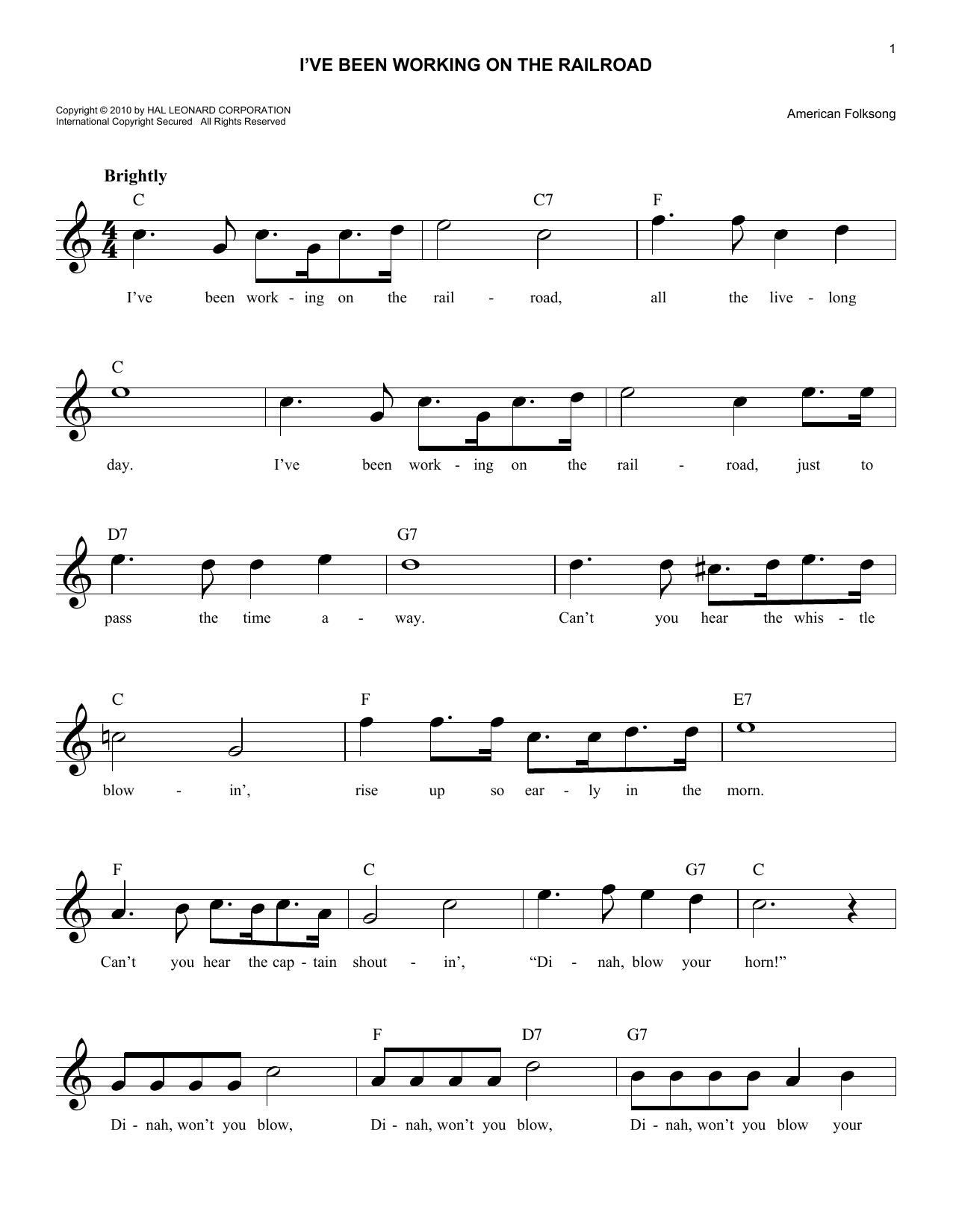 Learn to play American Folksong I've Been Working On The Railroad sheet music for Melody Line, Lyrics & Chords in minutes. American Folksong I've Been Working On The Railroad sheet music notes and chords. Download Printable PDF.