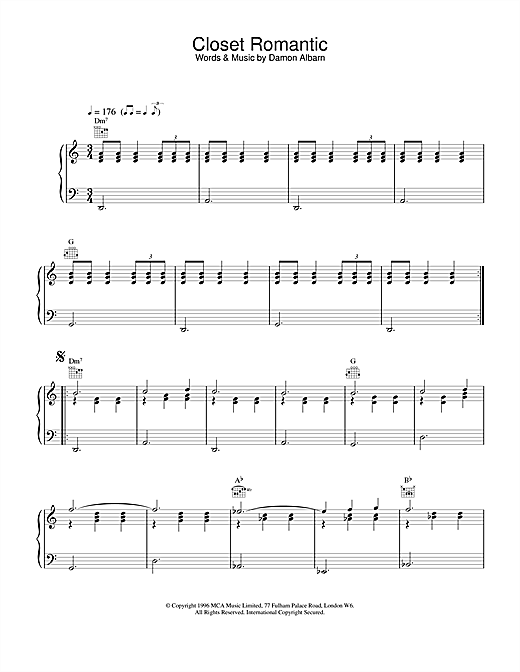 Learn to play Blur Closet Romantic sheet music for Piano, Vocal & Guitar (Right-Hand Melody) in minutes. Blur Closet Romantic sheet music notes and chords. Download Printable PDF.