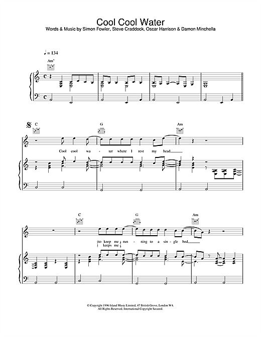Learn to play Ocean Colour Scene Cool Cool Water sheet music for Piano, Vocal & Guitar (Right-Hand Melody) in minutes. Ocean Colour Scene Cool Cool Water sheet music notes and chords. Download Printable PDF.