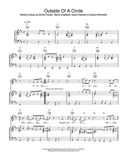 Learn to play Ocean Colour Scene Outside Of A Circle sheet music for Piano, Vocal & Guitar (Right-Hand Melody) in minutes. Ocean Colour Scene Outside Of A Circle sheet music notes and chords. Download Printable PDF.