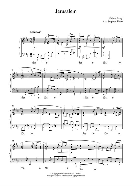 Learn to play Hubert Parry Jerusalem sheet music for Piano in minutes. Hubert Parry Jerusalem sheet music notes and chords. Download Printable PDF.