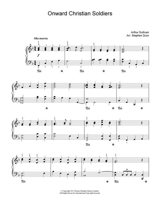 Learn to play Arthur Seymour Sullivan Onward Christian Soldiers sheet music for Piano in minutes. Arthur Seymour Sullivan Onward Christian Soldiers sheet music notes and chords. Download Printable PDF.