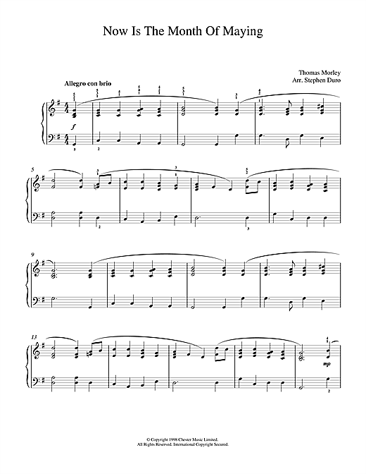 Learn to play Thomas Morley Now Is The Month Of Maying sheet music for Piano in minutes. Thomas Morley Now Is The Month Of Maying sheet music notes and chords. Download Printable PDF.