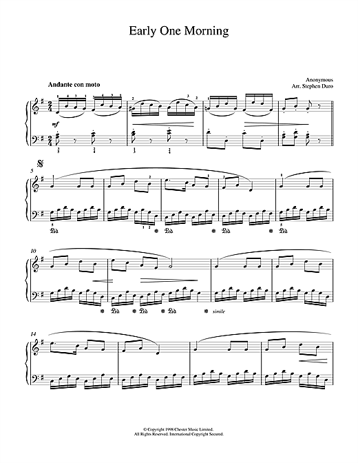 Learn to play Traditional Early One Morning sheet music for Piano in minutes. Traditional Early One Morning sheet music notes and chords. Download Printable PDF.