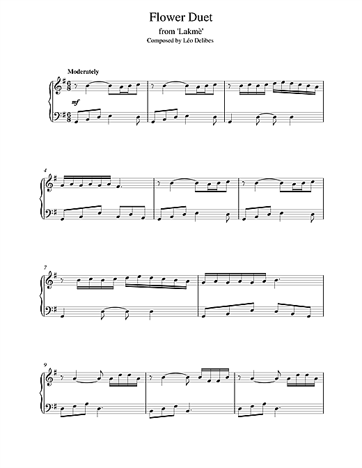 Learn to play Leo Delibes Flower Duet (from Lakme) sheet music for Piano in minutes. Leo Delibes Flower Duet (from Lakme) sheet music notes and chords. Download Printable PDF.
