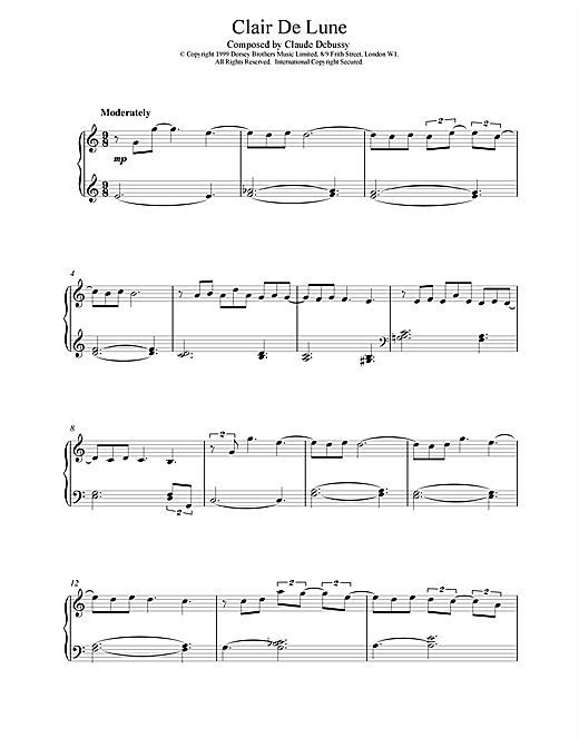 Learn to play Claude Debussy Clair De Lune (from Suite Bergamasque) sheet music for Piano in minutes. Claude Debussy Clair De Lune (from Suite Bergamasque) sheet music notes and chords. Download Printable PDF.