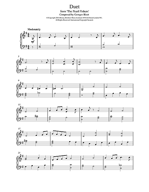 Learn to play Georges Bizet Duet from The Pearl Fishers sheet music for Easy Piano in minutes. Georges Bizet Duet from The Pearl Fishers sheet music notes and chords. Download Printable PDF.