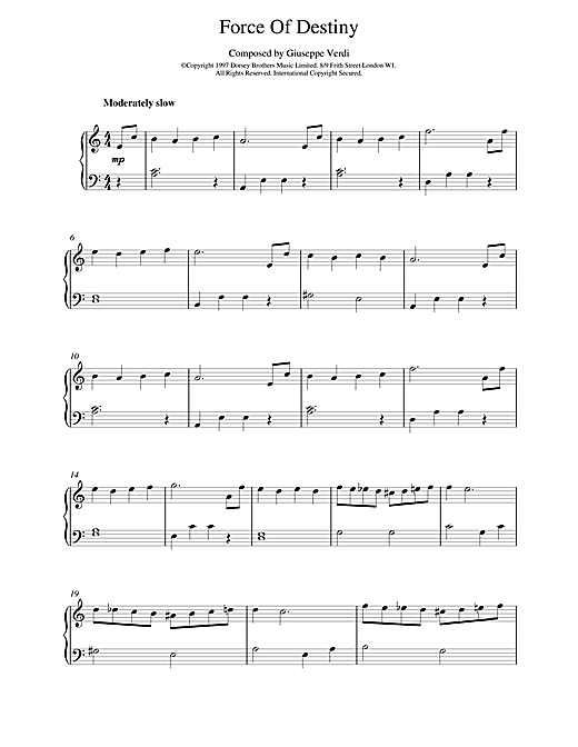 Learn to play Giuseppe Verdi Force Of Destiny sheet music for Piano in minutes. Giuseppe Verdi Force Of Destiny sheet music notes and chords. Download Printable PDF.