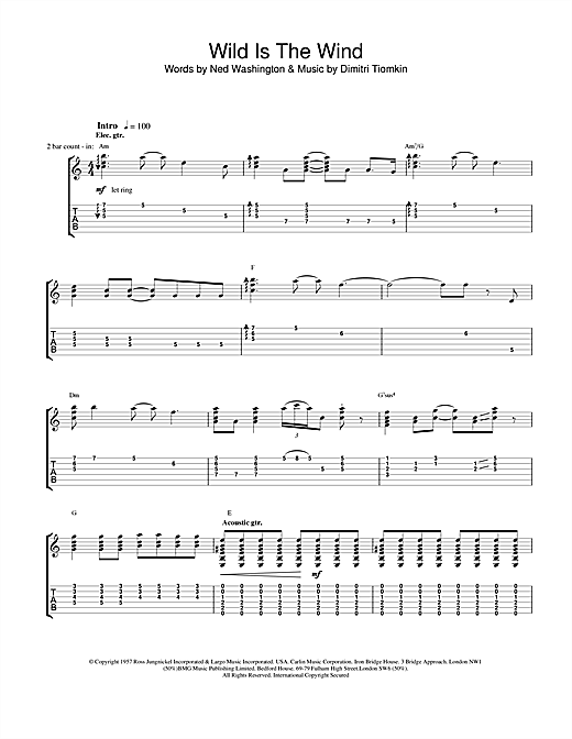 Learn to play David Bowie Wild Is The Wind sheet music for Guitar Tab in minutes. David Bowie Wild Is The Wind sheet music notes and chords. Download Printable PDF.