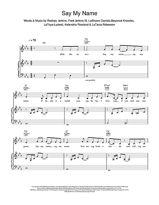 Learn to play Destiny's Child Say My Name sheet music for Piano, Vocal & Guitar in minutes. Destiny's Child Say My Name sheet music notes and chords. Download Printable PDF.
