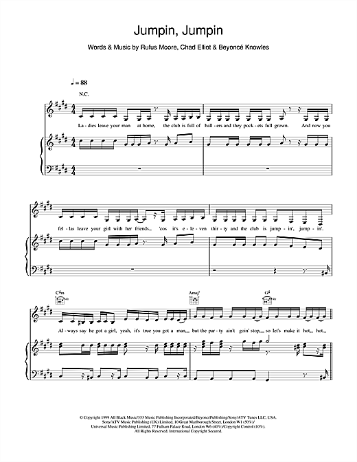 Learn to play Destiny's Child Jumpin, Jumpin sheet music for Piano, Vocal & Guitar in minutes. Destiny's Child Jumpin, Jumpin sheet music notes and chords. Download Printable PDF.