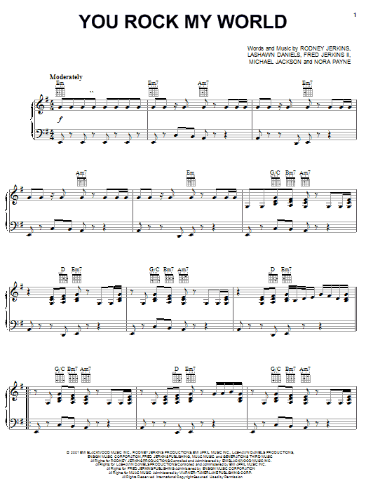Learn to play Michael Jackson You Rock My World sheet music for Piano, Vocal & Guitar (Right-Hand Melody) in minutes. Michael Jackson You Rock My World sheet music notes and chords. Download Printable PDF.
