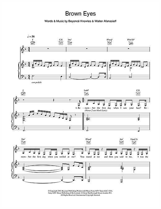 Learn to play Destiny's Child Brown Eyes sheet music for Piano, Vocal & Guitar in minutes. Destiny's Child Brown Eyes sheet music notes and chords. Download Printable PDF.